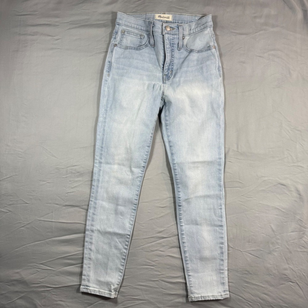 Madewell 9" Mid-Rise Skinny Crop Jeans Light Wash Blue Denim Sz 25 Chic Classic